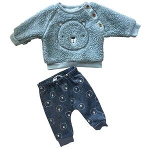 René Rofé Baby 0-3M Boy Fuzzy Bear Outfit